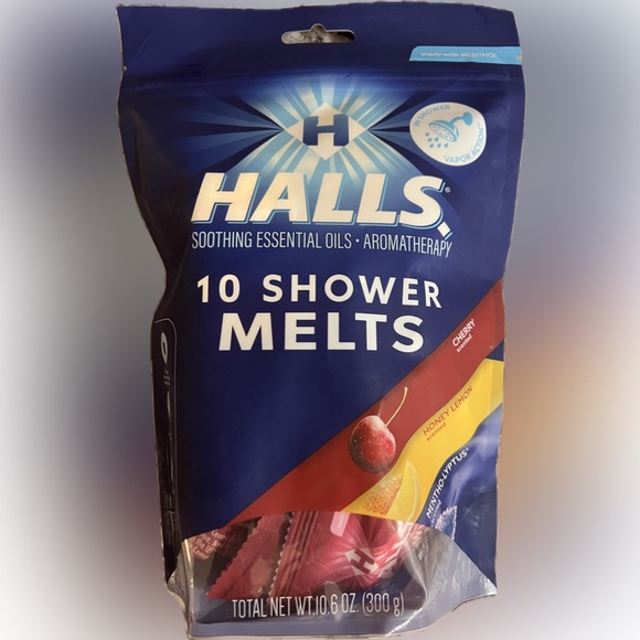 Halls Other - Halls Shower Melts Steamer 10 Tablets Soothing Vapors Infuses Cherry Honey Lemon